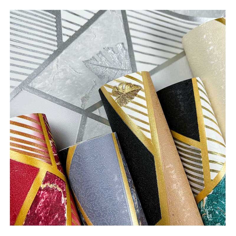 3D Effect Metallic Geometric Marble Wallpaper Roll Modern Quartz Triangles PVC Wall Paper for Living Space and Feature Walls