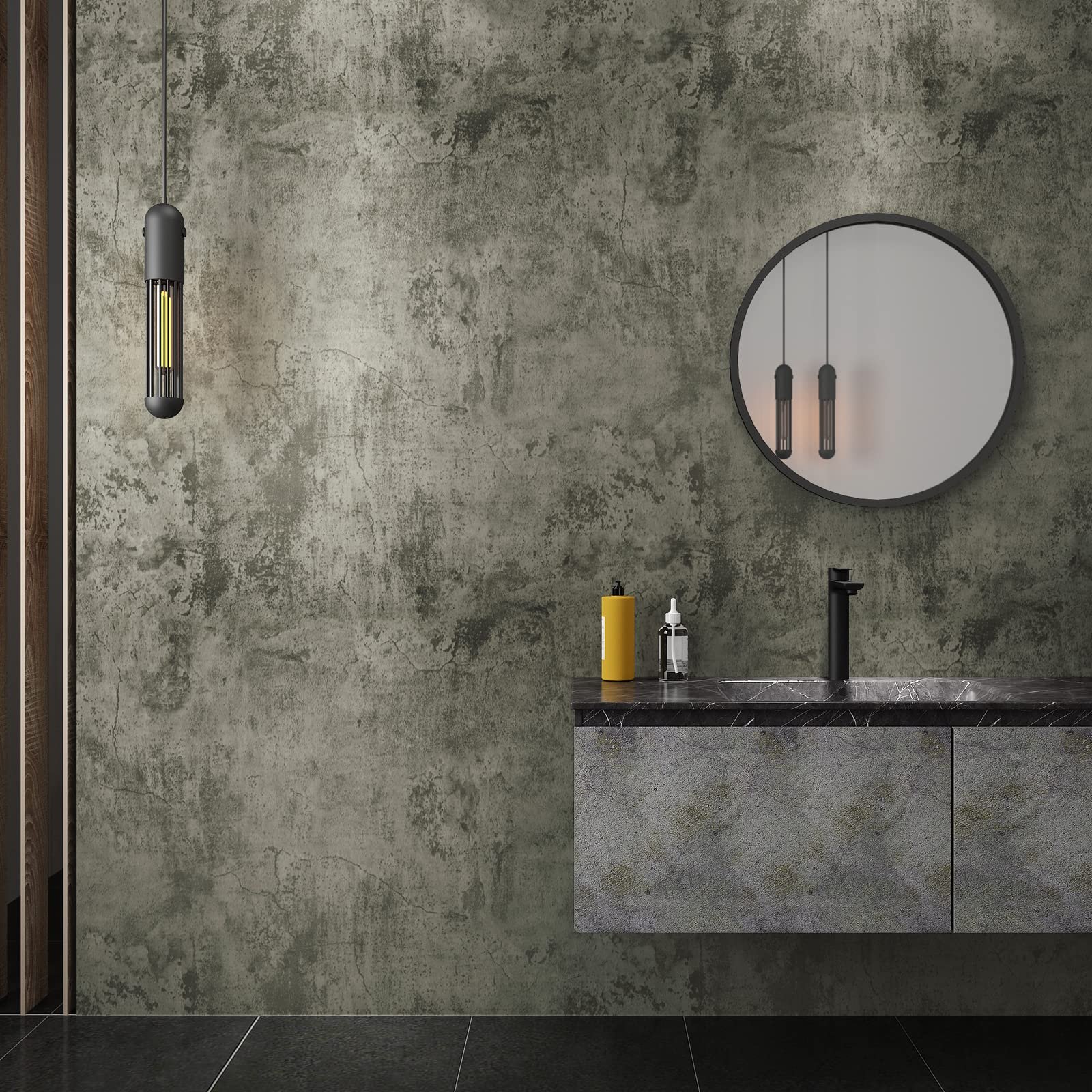PVC Vinyl 3D Peel And Stick Cement Wallpaper Concrete Waterproof Self Adhesive Wallpaper For Walls Kitchen Bathroom