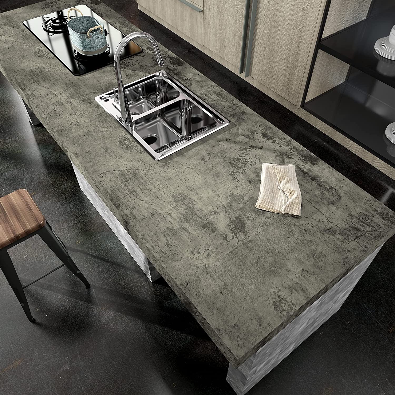 PVC Vinyl 3D Peel And Stick Cement Wallpaper Concrete Waterproof Self Adhesive Wallpaper For Walls Kitchen Bathroom