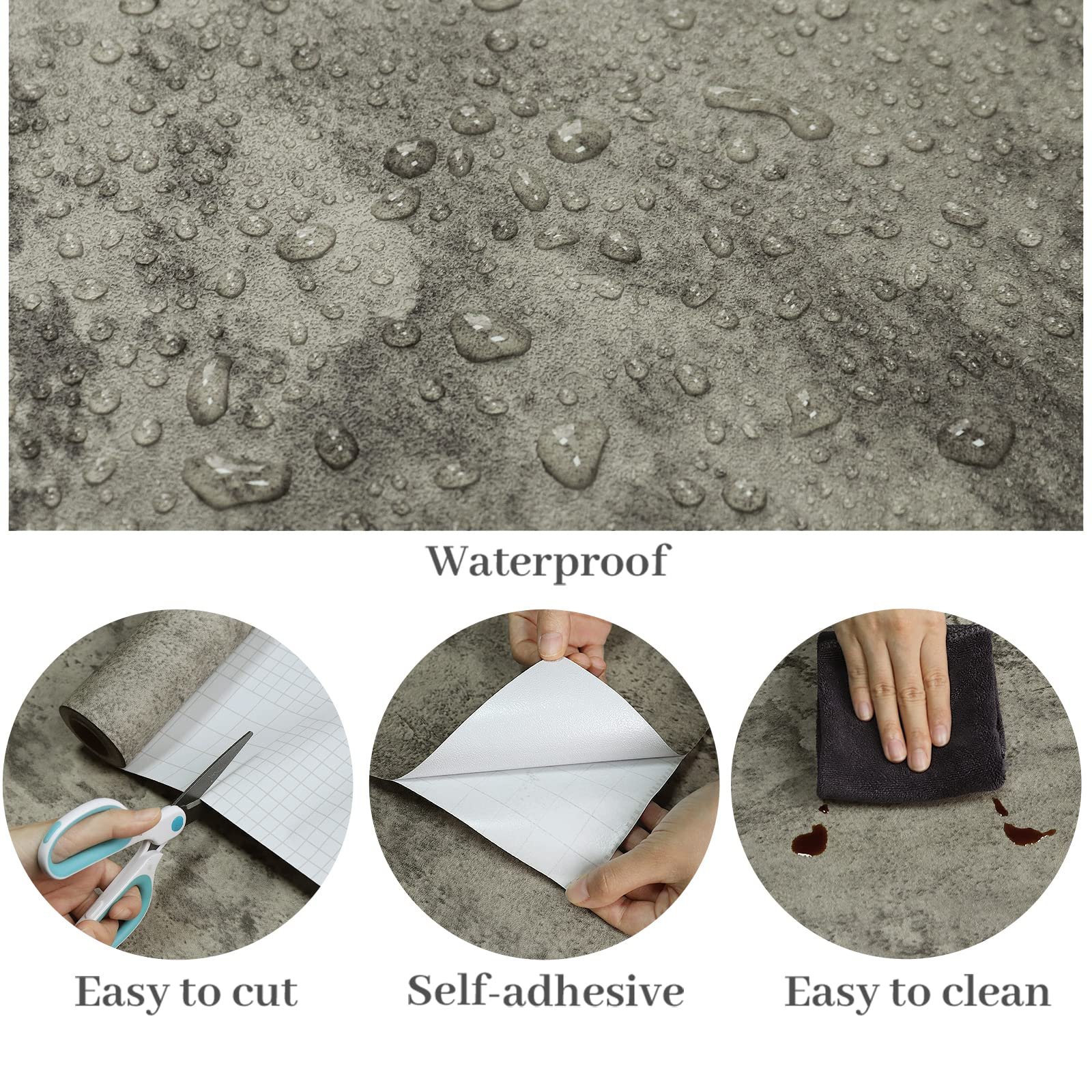 PVC Vinyl 3D Peel And Stick Cement Wallpaper Concrete Waterproof Self Adhesive Wallpaper For Walls Kitchen Bathroom