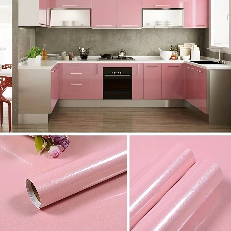 Solid color glossy kitchen furniture renovation decor stickers removable moisture-proof self-adhesive wallpaper peel and stick