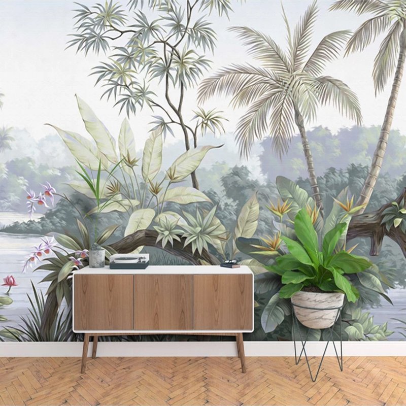 KOMNNI Custom Mural Peel And Stick Wallpaper 3D Retro Pastoral Rain Forest Wallpaper Living Room TV Sofa Background Wall Mural