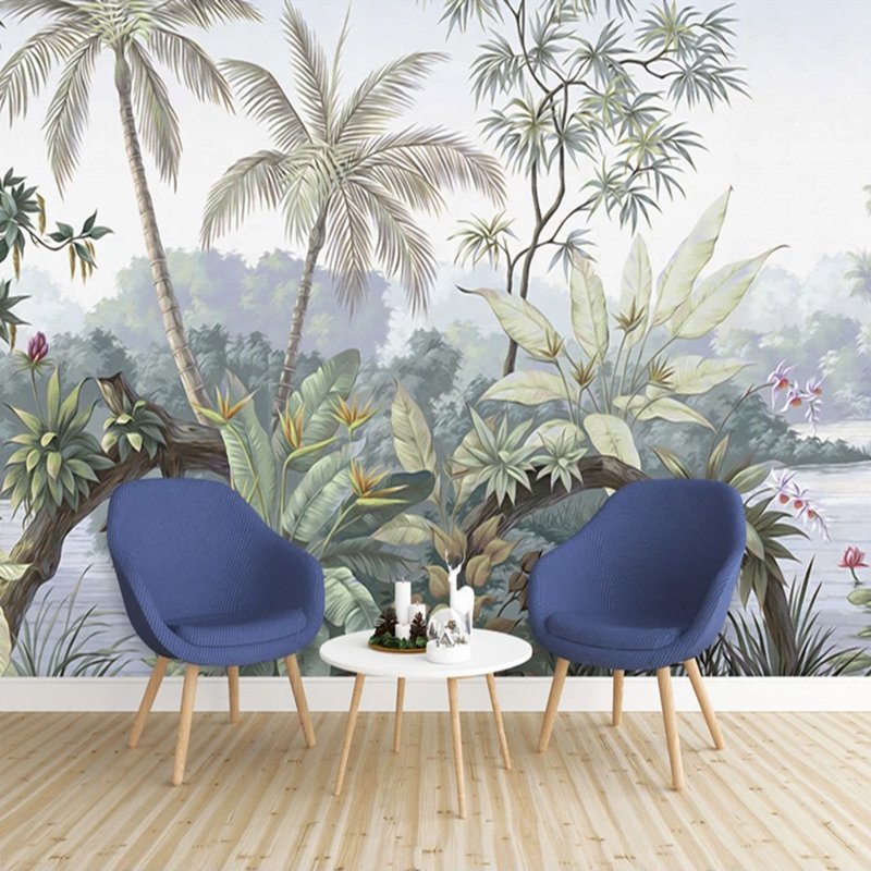 KOMNNI Custom Mural Peel And Stick Wallpaper 3D Retro Pastoral Rain Forest Wallpaper Living Room TV Sofa Background Wall Mural