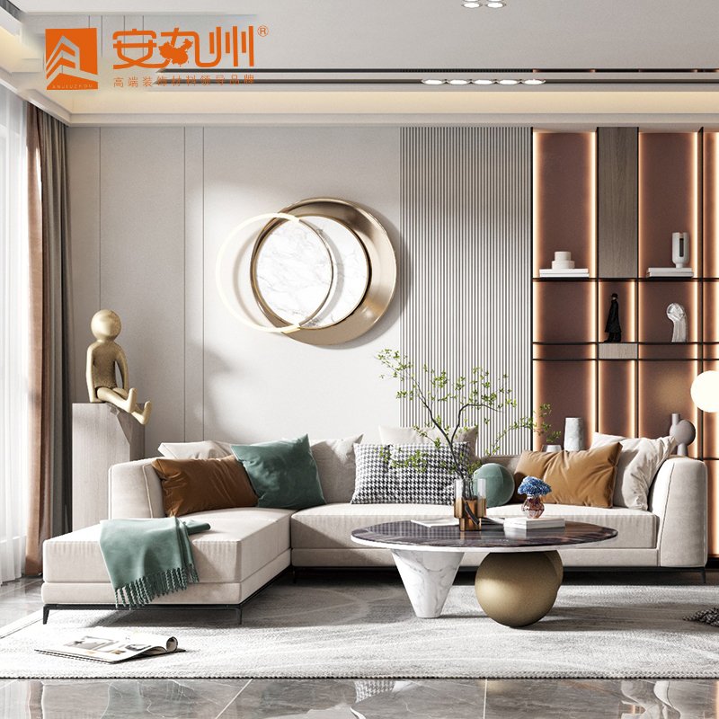 Customized large and small triangular grille wall panels in multiple colors