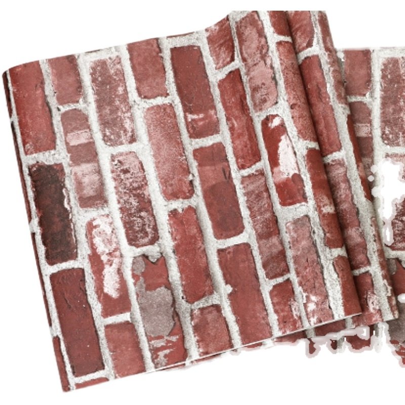 0.53x9.5m Retro Engineering 3D Printing Wall Sticker Red Stick Peel Brick Wallpaper Rolls Without Glue