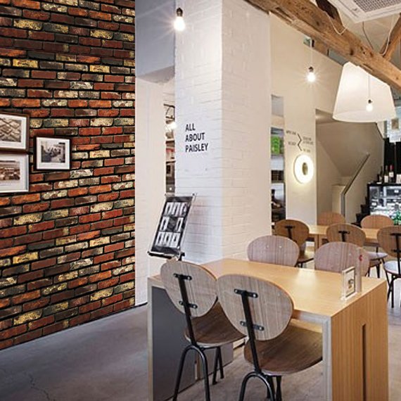 YIYAO Brick Easily Removable Wallpaper Contact Paper or Shelf Paper Use as Wall Paper CLASSIC Waterproof Wallpaper 1 Roll 1002