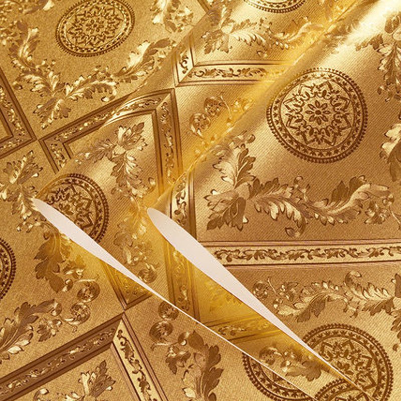 Gold Foil Waterproof Silver Coarse Brushed Suspended Ceiling Gold Wallpaper Roll For Entertainment Bar KTV Background Wall