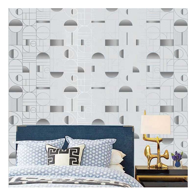 Highly Recommend Best Quality 3d Geometric Sliver Wall Paper Home Decoration 3d Living Room Vinyl Coated Modern Wallpaper