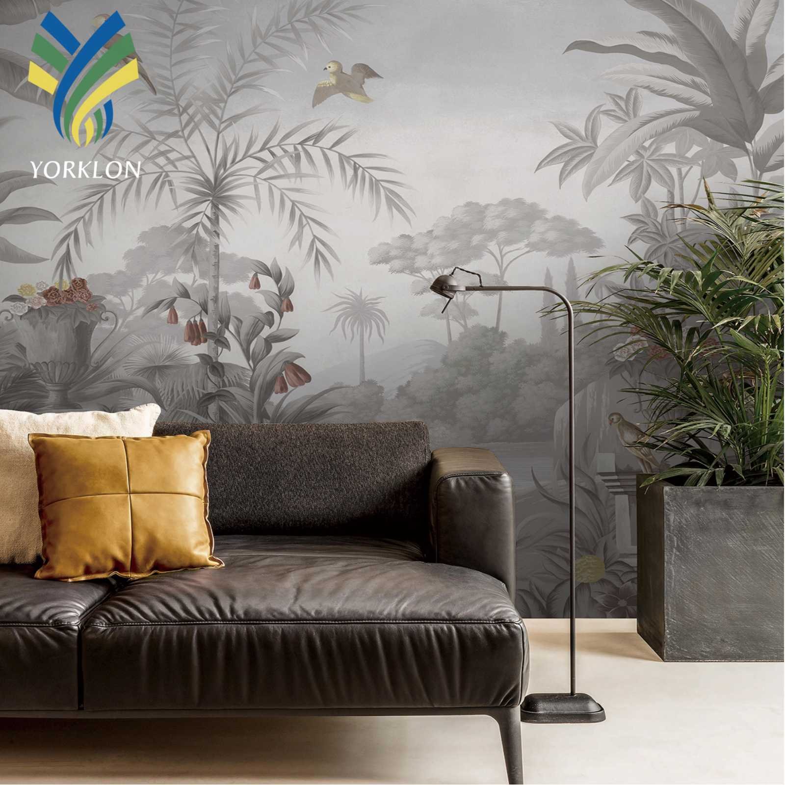 YKEAX 164 Custom Decoration Bedroom Nature 3D Mural Floral Tropical Plant Self Adhesive Wallpaper Rolls