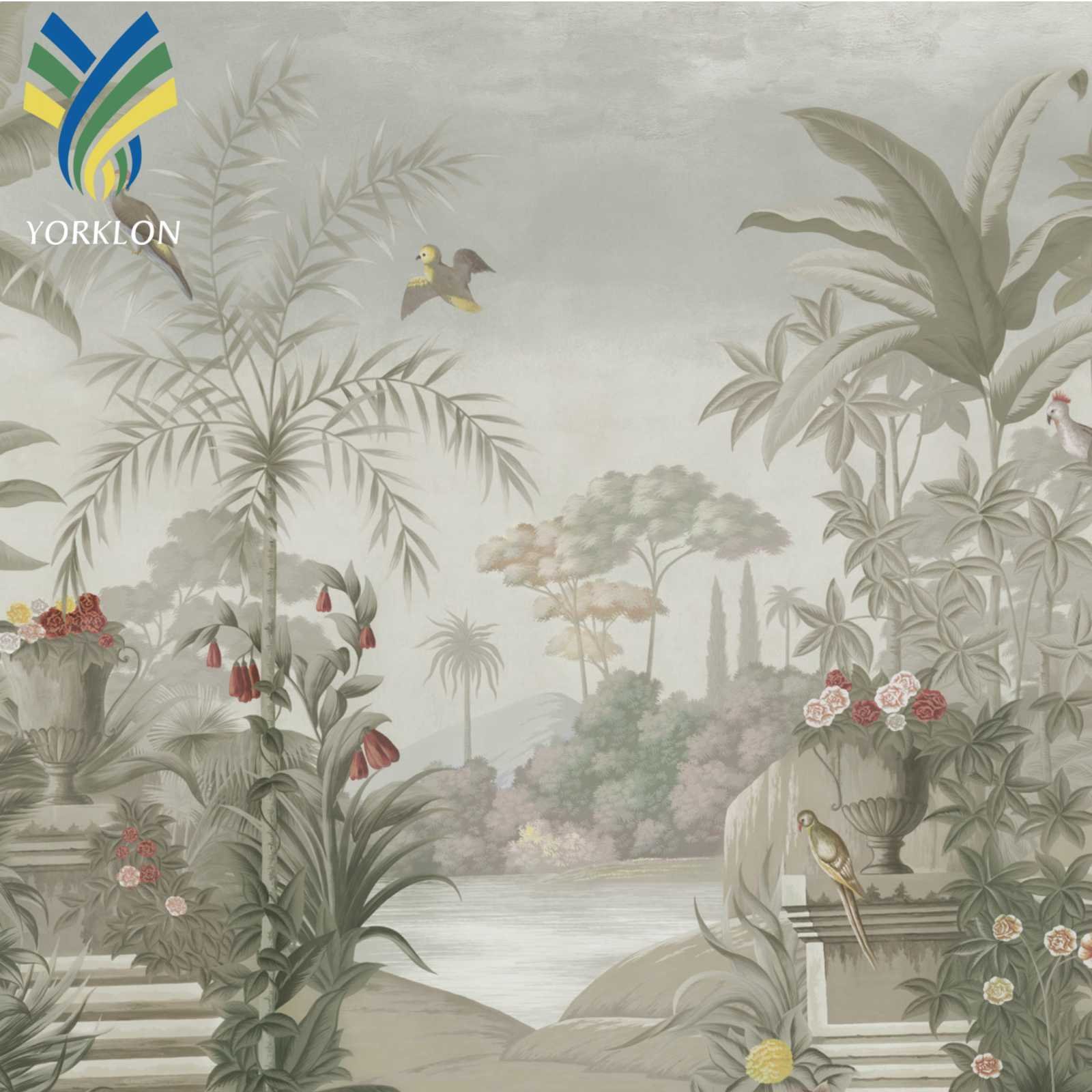 YKEAX 164 Custom Decoration Bedroom Nature 3D Mural Floral Tropical Plant Self Adhesive Wallpaper Rolls