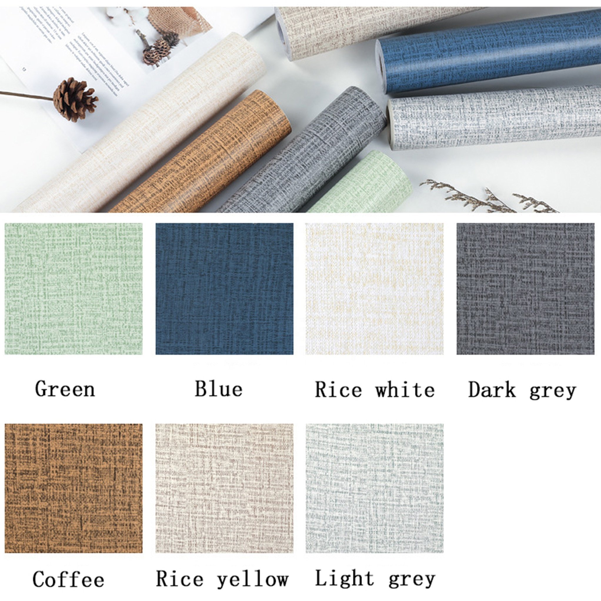 Fancy-fix Warm Solid Color Linen Textured Wallpaper Roll