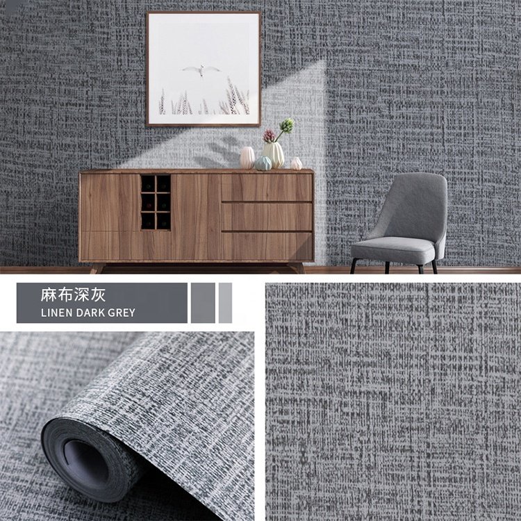 Fancy-fix Warm Solid Color Linen Textured Wallpaper Roll