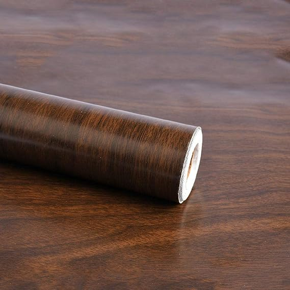 Glossy Wood Grain Vinyl Adhesive Wallpaper Roll Furniture Decorative Waterproof Wall Stickers Film