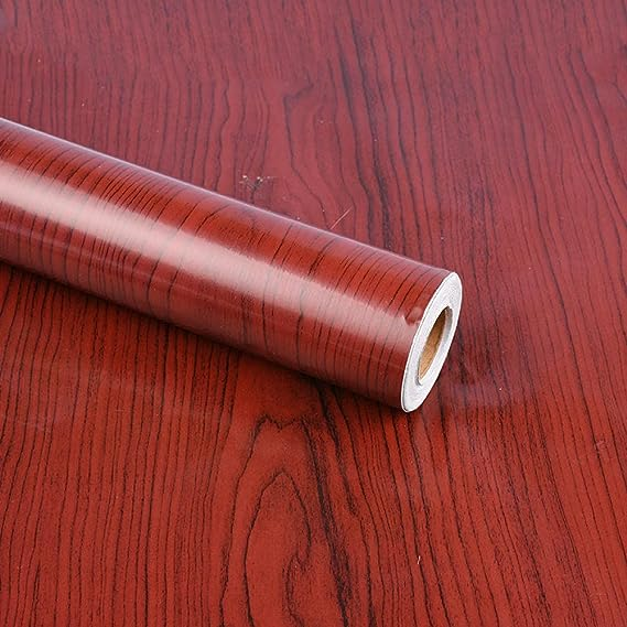 Glossy Wood Grain Vinyl Adhesive Wallpaper Roll Furniture Decorative Waterproof Wall Stickers Film
