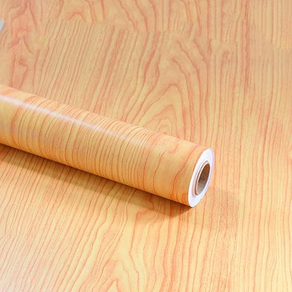 Glossy Wood Grain Vinyl Adhesive Wallpaper Roll Furniture Decorative Waterproof Wall Stickers Film