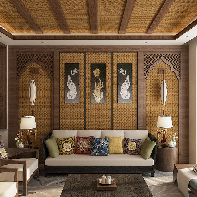 LTR Ceiling Material Wall Decoration Webbing Weave Synthetic Pe Rattan Sheet For Wall Ceiling