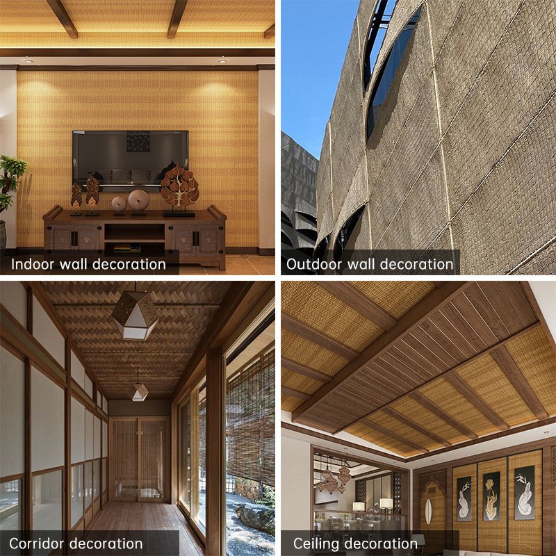 LTR Ceiling Material Wall Decoration Webbing Weave Synthetic Pe Rattan Sheet For Wall Ceiling