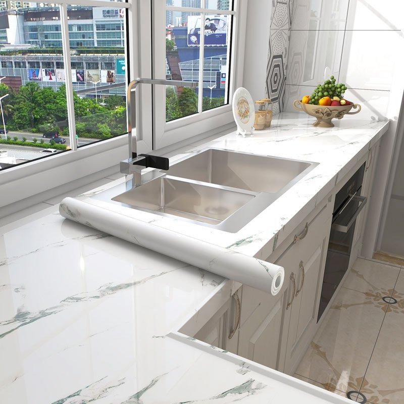 Modern 3D Wallpapers for Home Kitchen PVC Marble Design Green Waterproof Self-Adhesive Vinyl Fireproof Hotel Bathroom Decoration