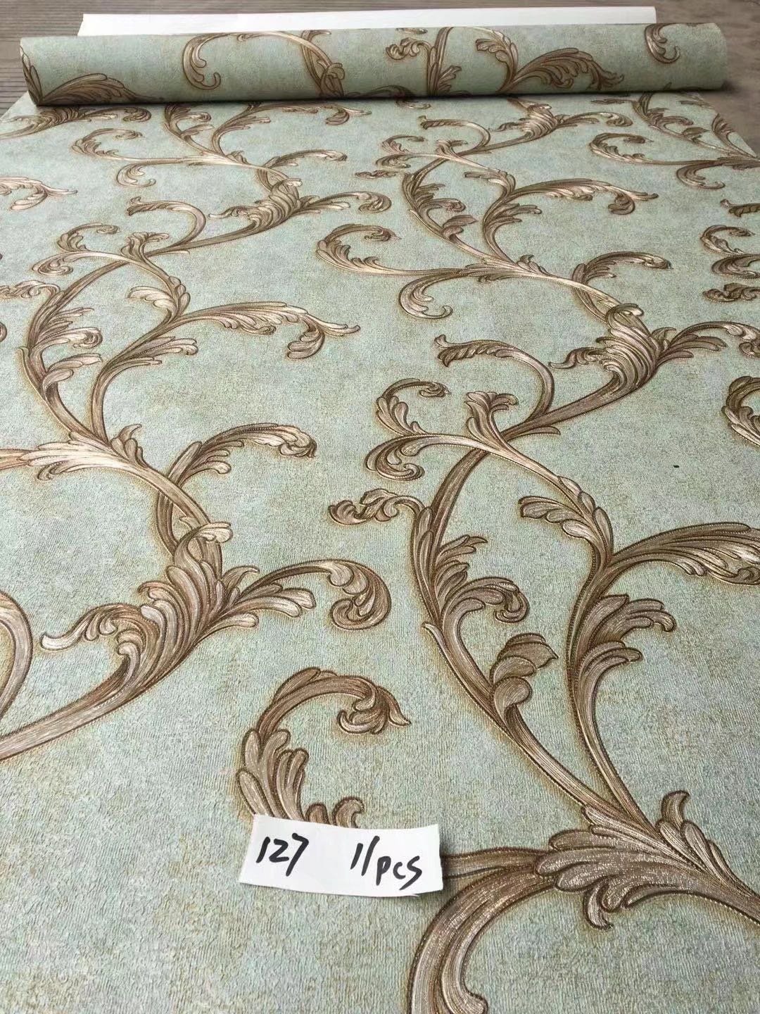 A variety of styles B-grade inventory stocklot pvc wide wallpaper 1.06m*15.6m big roll