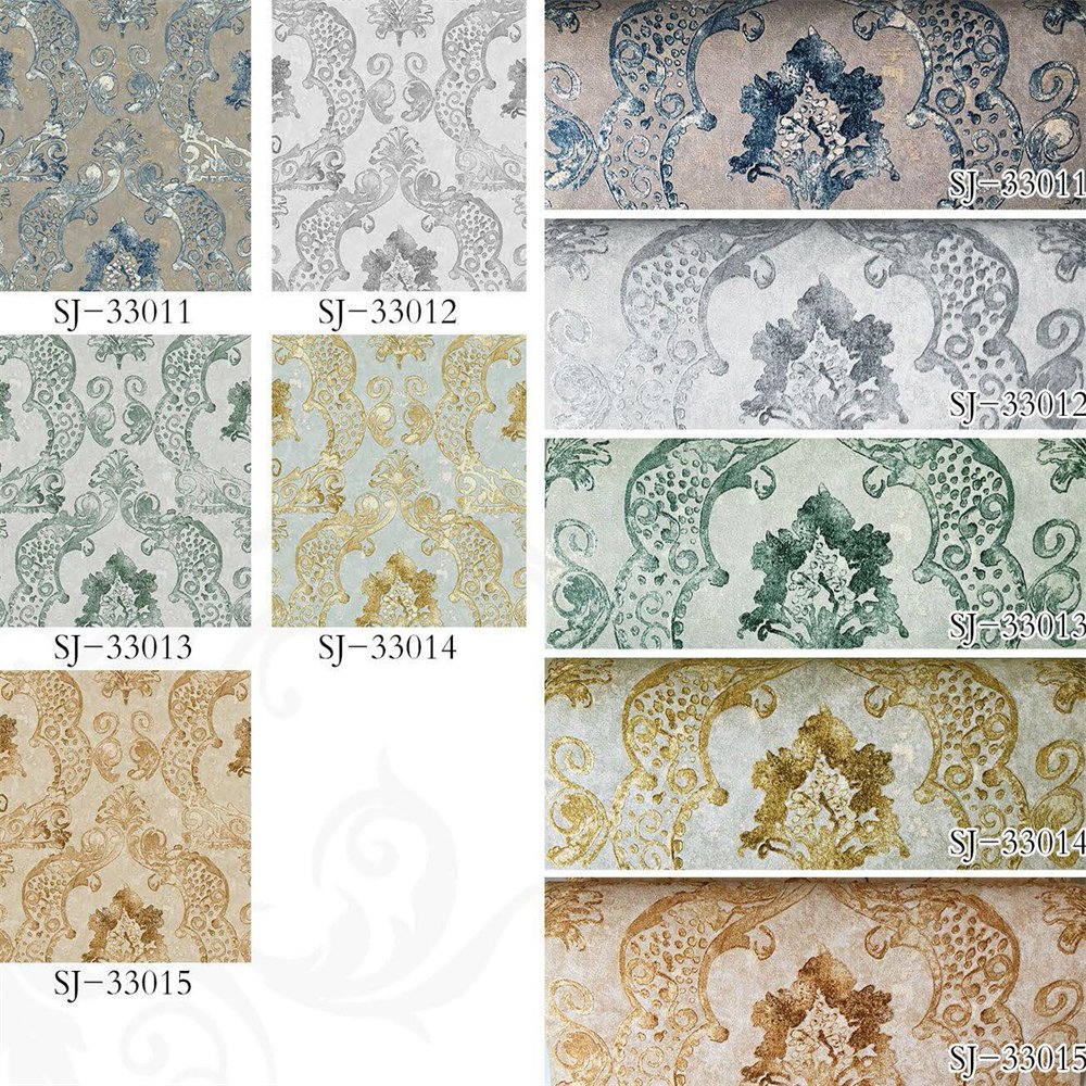 Non-woven Modern3D Embossed Damask Wallpaper Wall Paper for Home Bedroom Kitchen Countertop Walls