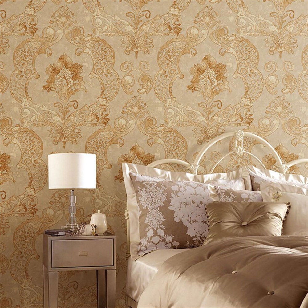 Non-woven Modern3D Embossed Damask Wallpaper Wall Paper for Home Bedroom Kitchen Countertop Walls