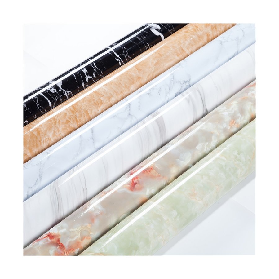 Factory Price High Gloss Vinyl Marble Pattern Lamination Wrapping Interior PVC Furniture Film in Roll for MDF Board Covering