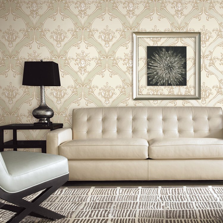 Luxury Damask Wall paper Suede Wallpaper Rolls 9D Foam Wall Coating Decorative flower designs Velvet wall paper