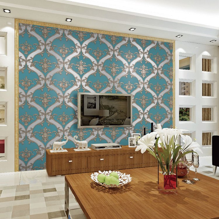 Luxury Damask Wall paper Suede Wallpaper Rolls 9D Foam Wall Coating Decorative flower designs Velvet wall paper