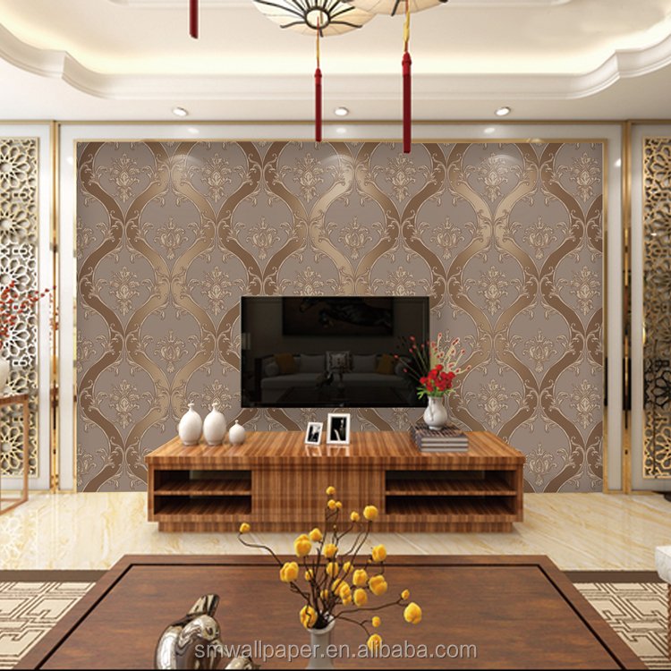 Luxury Damask Wall paper Suede Wallpaper Rolls 9D Foam Wall Coating Decorative flower designs Velvet wall paper