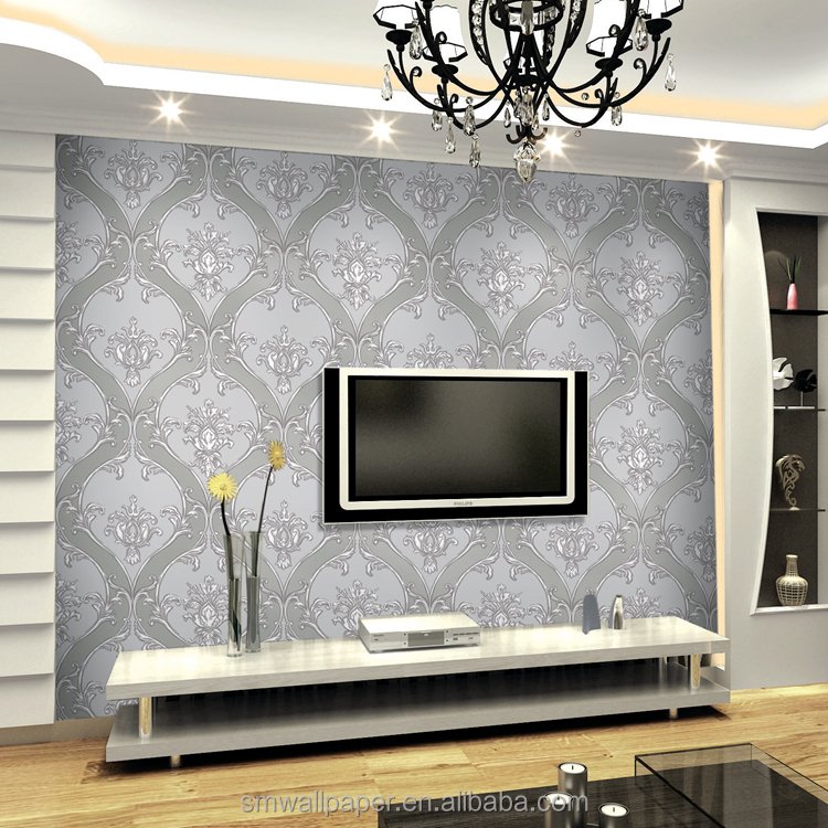 Luxury Damask Wall paper Suede Wallpaper Rolls 9D Foam Wall Coating Decorative flower designs Velvet wall paper