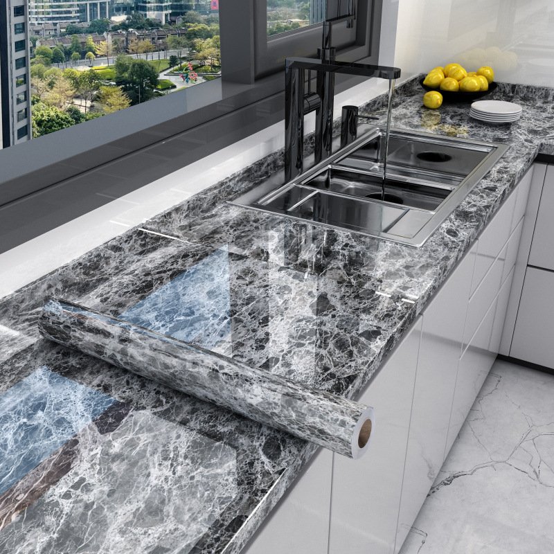 Kitchen washable peel and stick marble textured vinyl waterproof modern wallpaper rolls for living room
