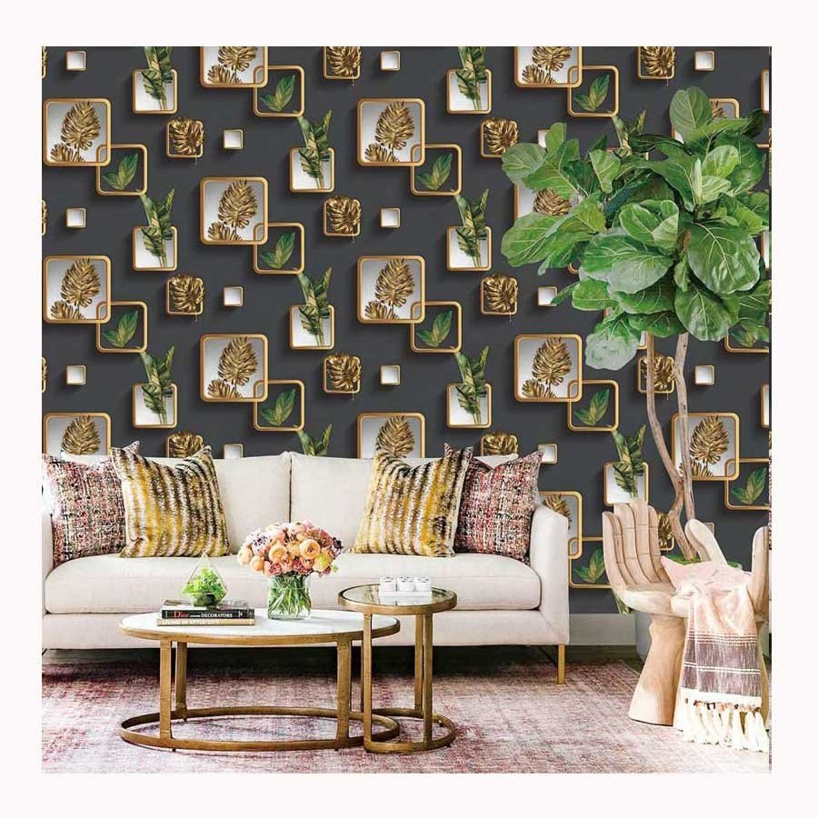 High Quality Waterproof Multi Color with Gold Leaf Vinyl Wall Paper 3D Home Bedroom Decoration Geometric Mural Wallpaper