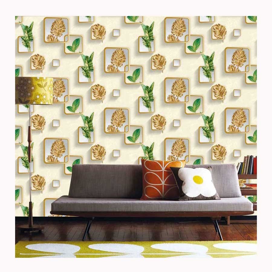 High Quality Waterproof Multi Color with Gold Leaf Vinyl Wall Paper 3D Home Bedroom Decoration Geometric Mural Wallpaper