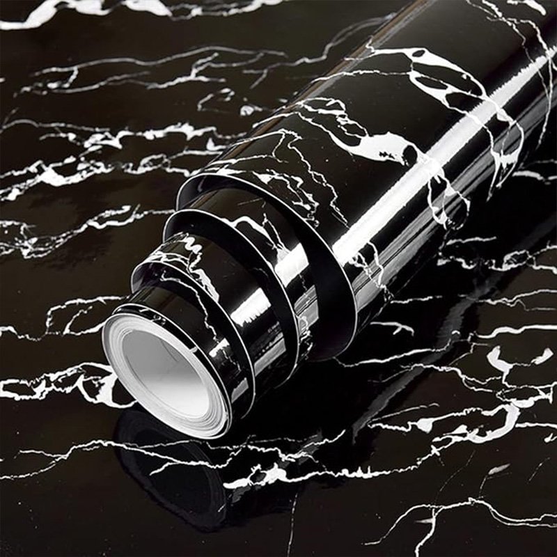 Black marble sticker self adhesive removable 3d kitchen oil-proof wallpaper vinyl rolls peel and stick for bathroom countertop