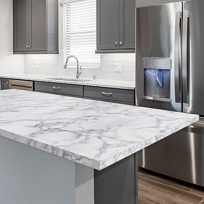 Wholesale White Grey Wallpaper Peel and Stick Glossy Marble Self Adhesive Contact Paper for Countertop Kitchen Cabinets Bathroom