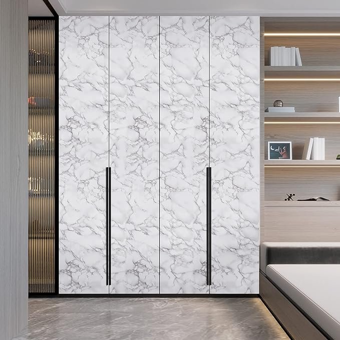 Wholesale White Grey Wallpaper Peel and Stick Glossy Marble Self Adhesive Contact Paper for Countertop Kitchen Cabinets Bathroom