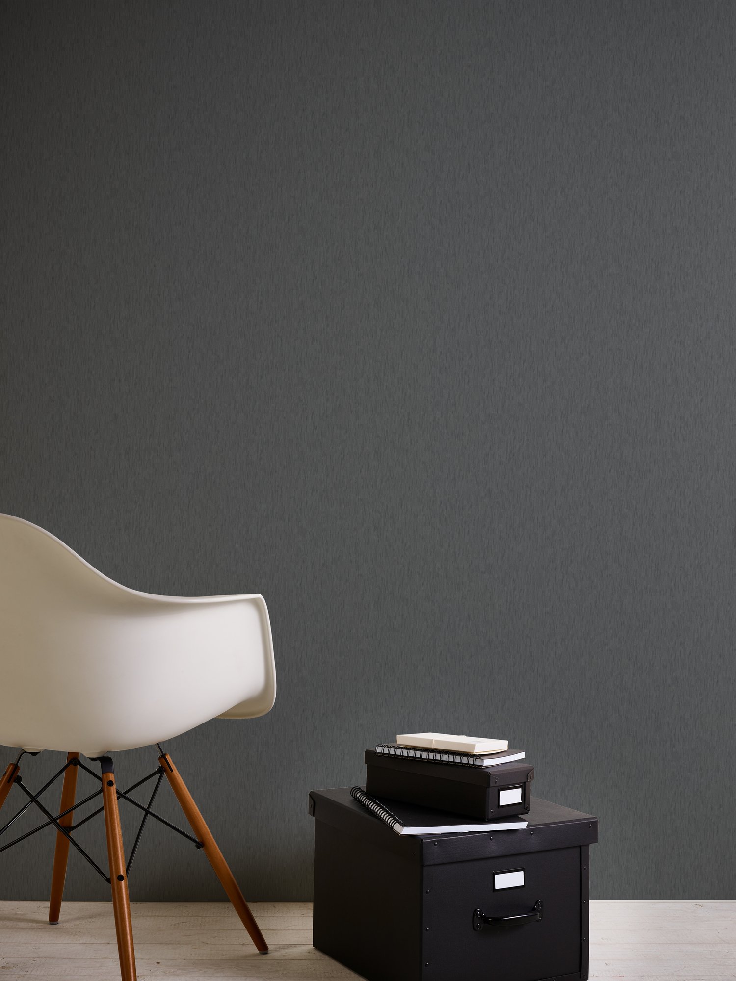 Made in Germany - Plain Wallpaper Rolls Grey Black - PVC, Vinyl, Non woven - Wallpaper Home Decoration Wall Decor - 379733