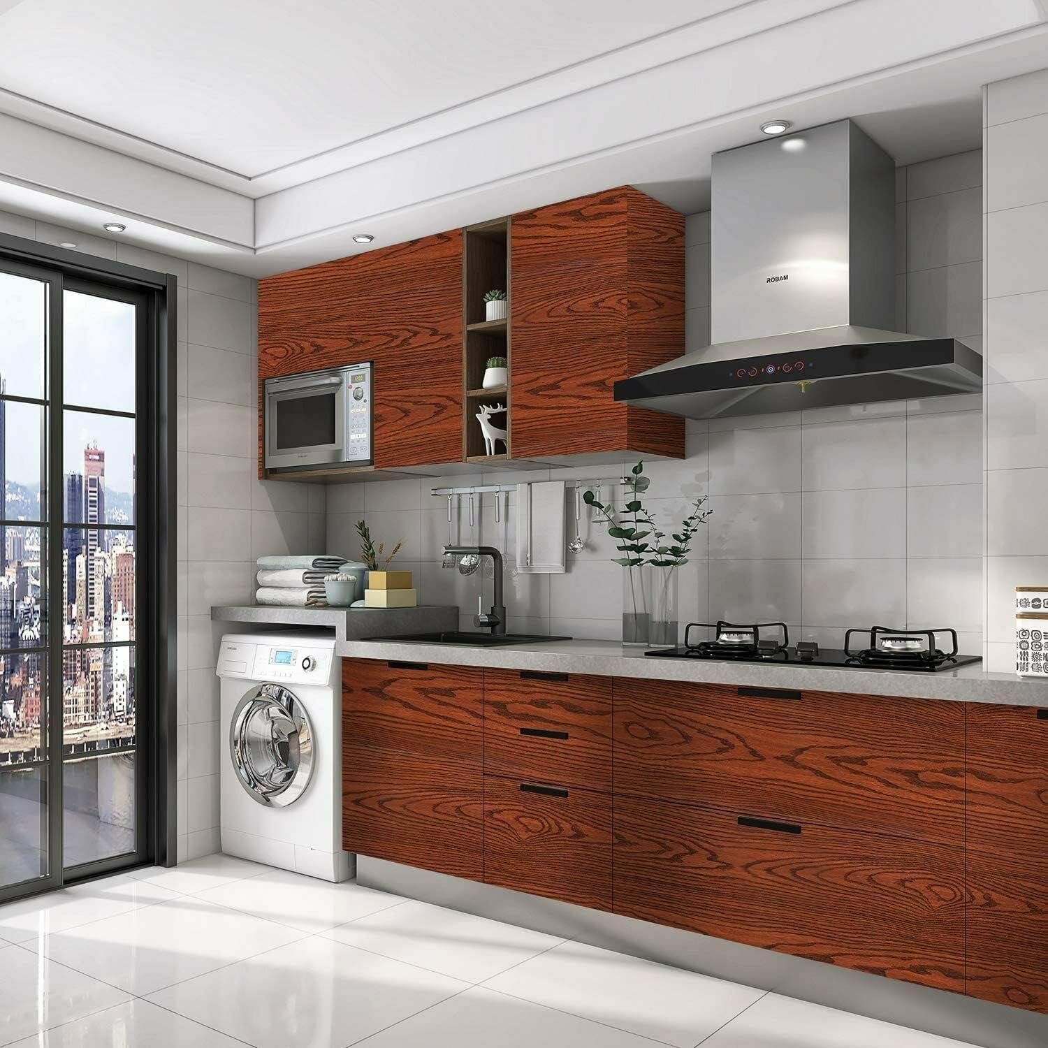 ORON DECO Wood Grain Contact Paper Peel and Stick Wallpaper Removable Wall Paper Decorative Cabinet Vinyl Wrap PVC For Furniture