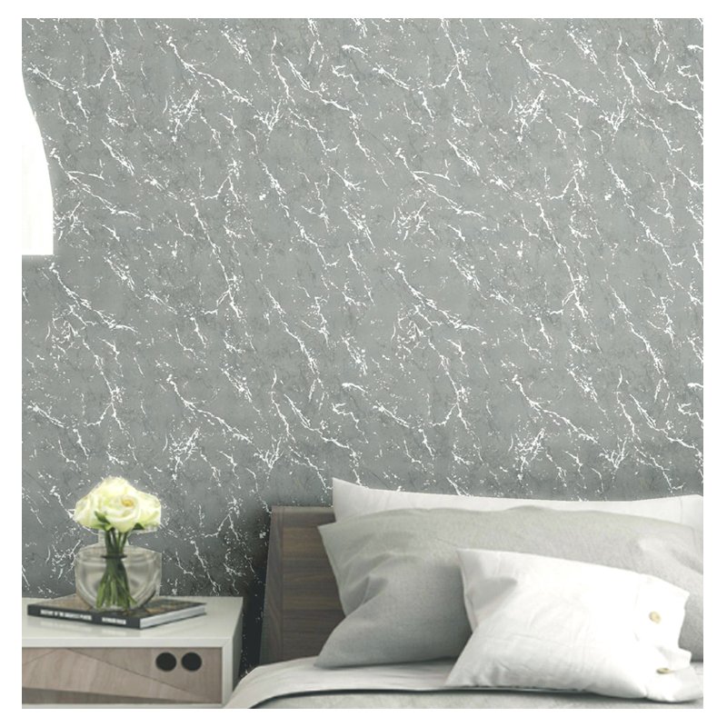 Stone crack wallpaper, golden yellow non-woven fabric wallpaper gray