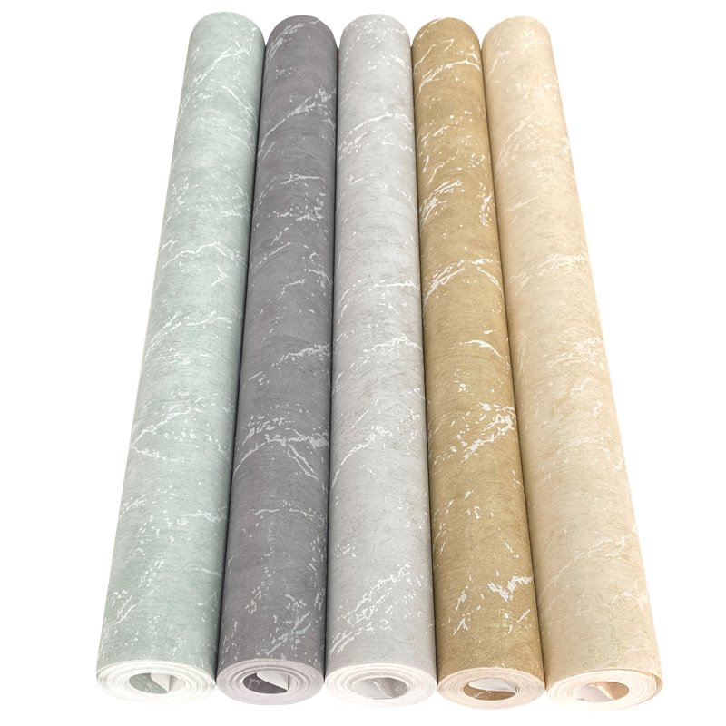 Stone crack wallpaper, golden yellow non-woven fabric wallpaper gray