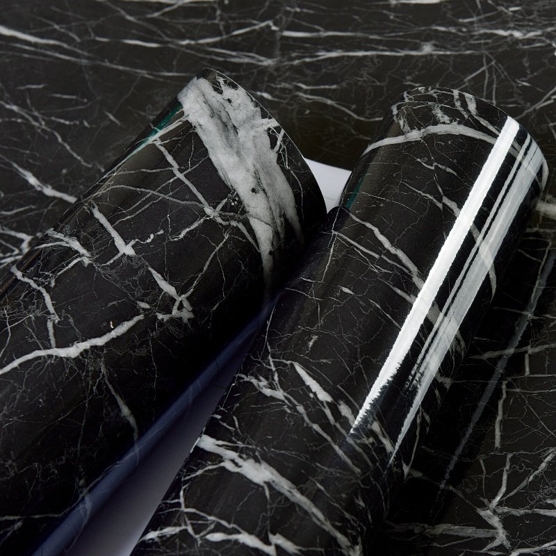 New Design Samples For Free Black Marble 3D Textured Peel And Stick Waterproof Heat Insulation Bathroom Wardrobe Use Wallpaper