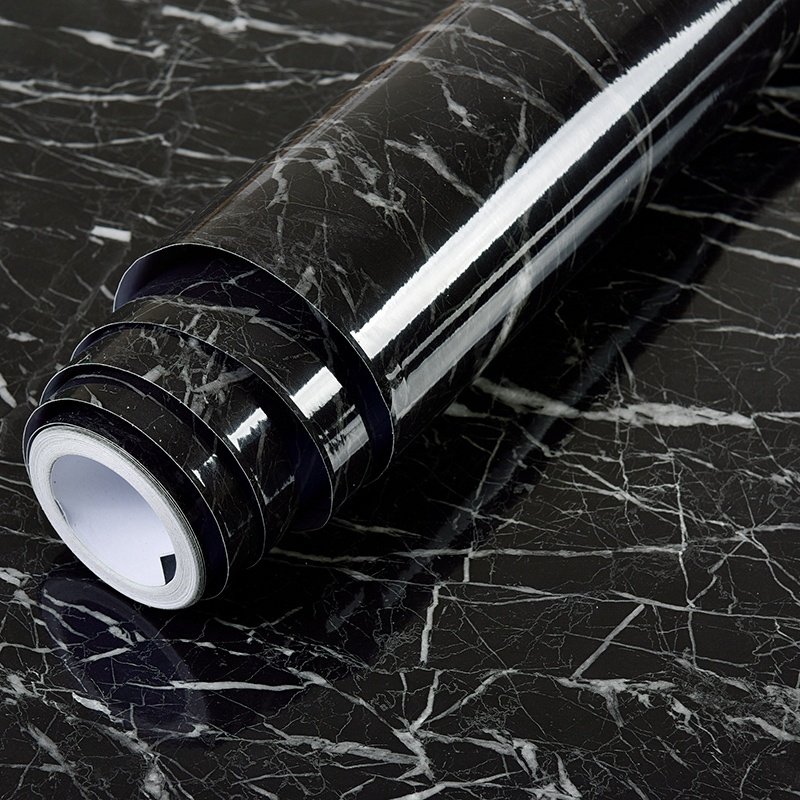 New Design Samples For Free Black Marble 3D Textured Peel And Stick Waterproof Heat Insulation Bathroom Wardrobe Use Wallpaper