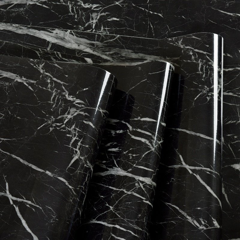New Design Samples For Free Black Marble 3D Textured Peel And Stick Waterproof Heat Insulation Bathroom Wardrobe Use Wallpaper