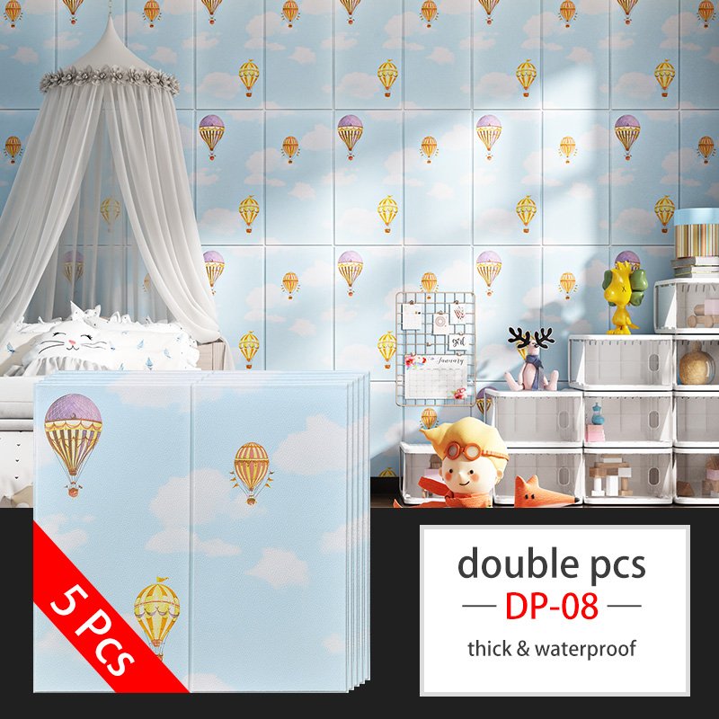 3D PVC Peel and Stick Cartoon Wall Stickers Waterproof Soft Anti-collision Wall Panels for Home Decor