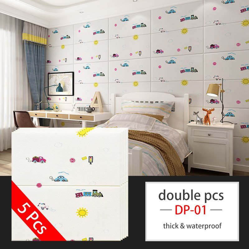 3D PVC Peel and Stick Cartoon Wall Stickers Waterproof Soft Anti-collision Wall Panels for Home Decor