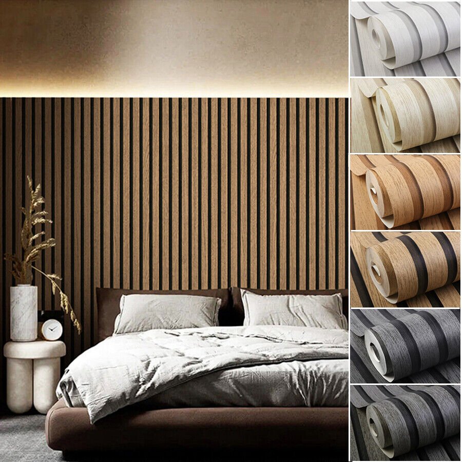 wood stripe grain wall paper vinyl decorative wallpaper removeable mural peel stick wall wallpaper roll