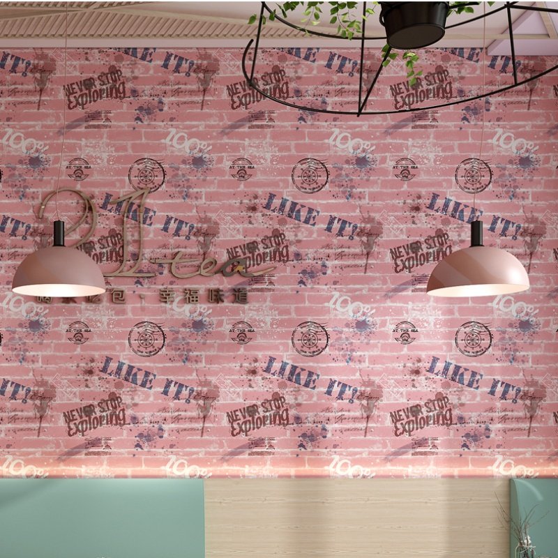 Eco-friendly Home Decor Materials Self-Adhesive Pink Backsplash Wall Tile 3D Peel and Stick Dormitory Punk Style Wallpaper