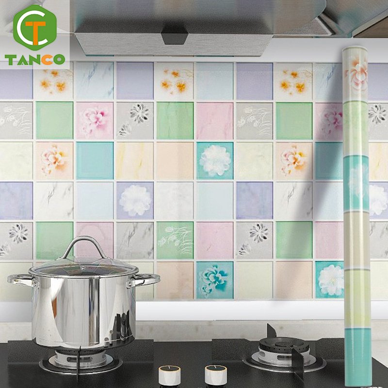 Wholesale kitchen sticky aluminum foil wallpaper fireproof waterproof for kitchen furniture wallpapers