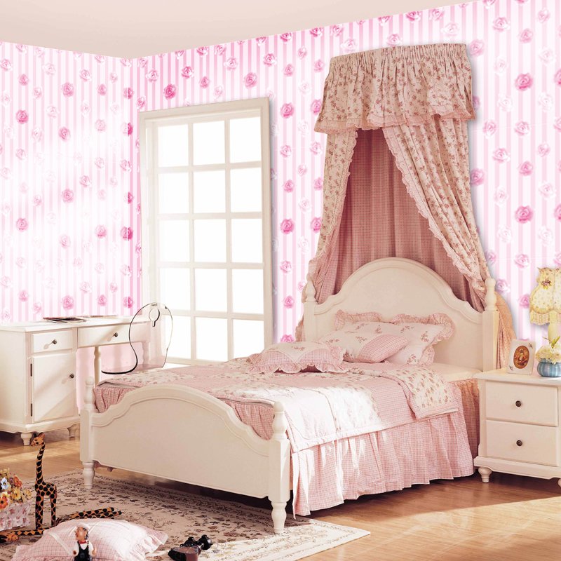YIYAO Pink Flower Contact Paper Flesh Peel and Stick Removable Covering Embossed Self Wall Paper CLASSIC Wallpapers 1 Roll 1001