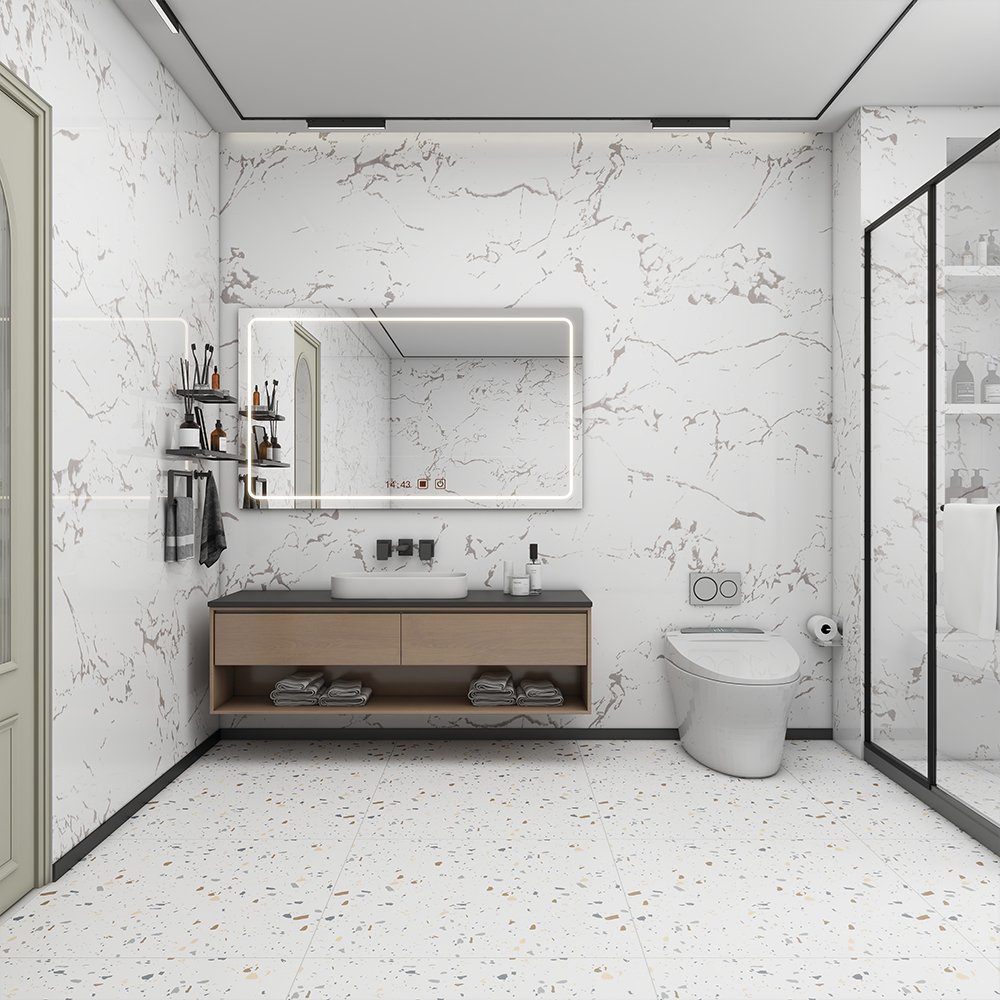 Modern 3D Wall Tile Sticker Geometric Design with Moisture-Resistant & Waterproof Function for Bathroom Apartment Wall Tiles